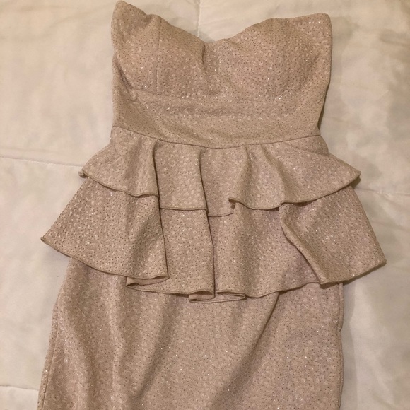 Sparkly Cream Strapless Dress - Picture 2 of 3